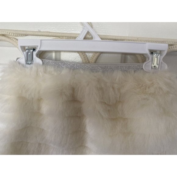 Toddler Girls Cream and Silver Faux Fur Skirt Size 3T Fuzzy Warm Stylish Elastic - Picture 6 of 16